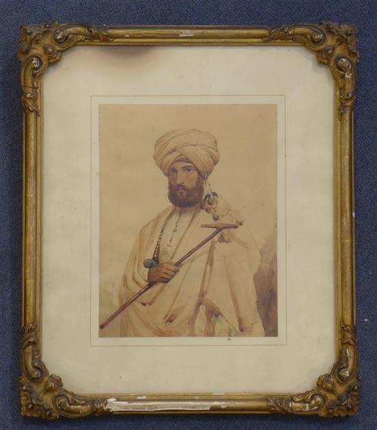 Pierre Bonirote (1811-1891) Portrait of an Indian gentleman wearing a turban 8.75 x 6.75in.